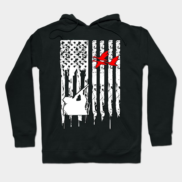 Duck hunting with an american flag for duck hunter Hoodie by Shirtttee